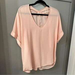 Miami Light Pink Oversized V neck Blouse Size Large